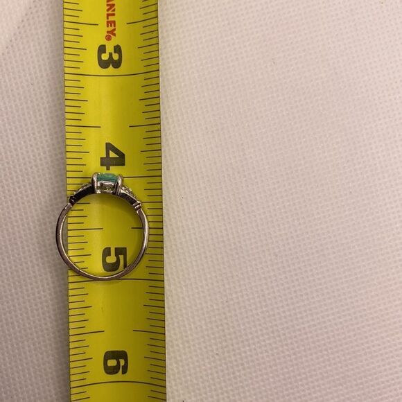 💛 18k White Gold Plated Blue & White CZ Ring - Picture 6 of 6